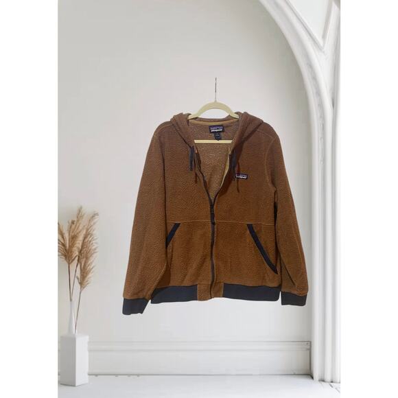 Brown Patagonia Women's Shearling Fleece Hooded Large - Picture 2 of 9